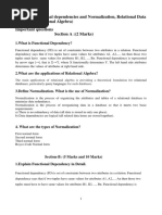 Unit-III (Functional Dependencies and Normalization, Relational Data Model and Relational Algebra) Important Questions Section A: (2 Marks)