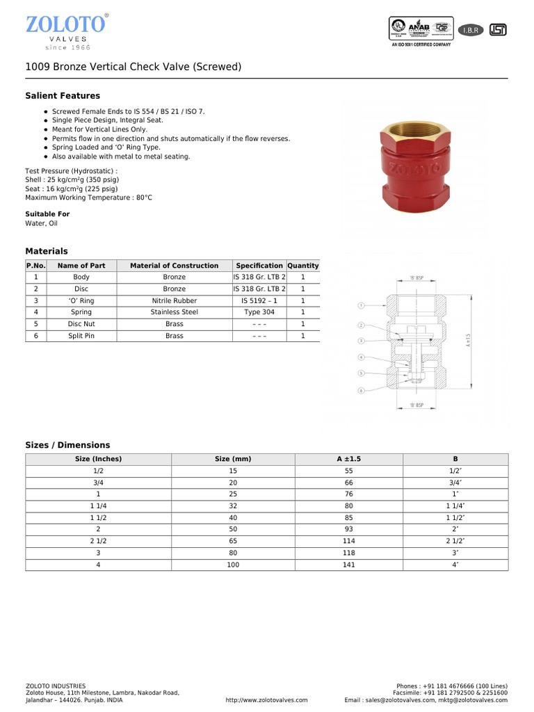 Technical Specifications and Product Details for Zoloto Industries