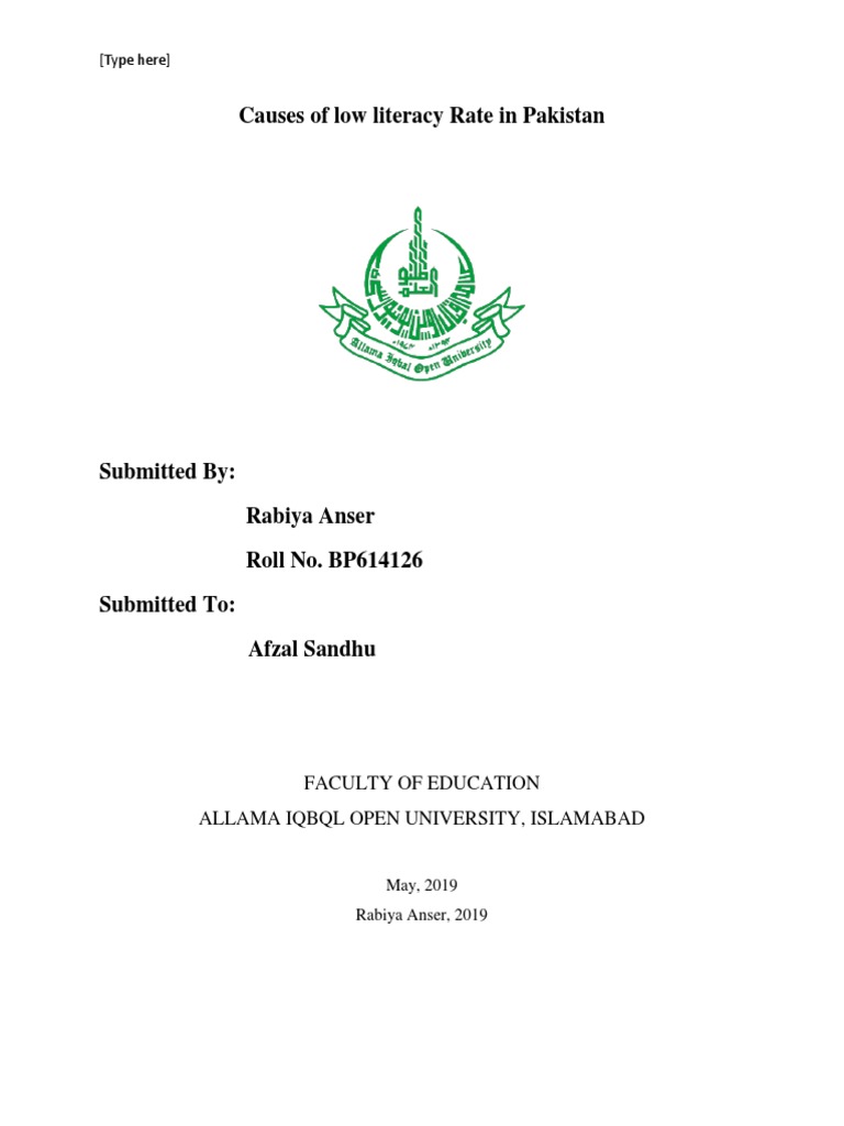 Causes of Low Literacy in Pakistan | PDF | Literacy | Gender