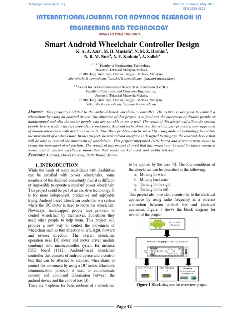 Smart Android Wheelchair Controller Design Pdf Power Supply Android Operating System