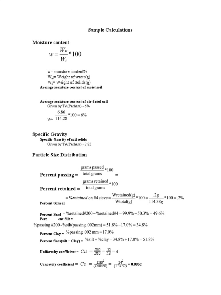 Soil Moisture and Classification Calculations | PDF