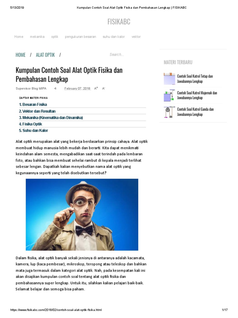 Kumpulan Contoh Soal Alat Optik Fisika dan Pembahasan ...