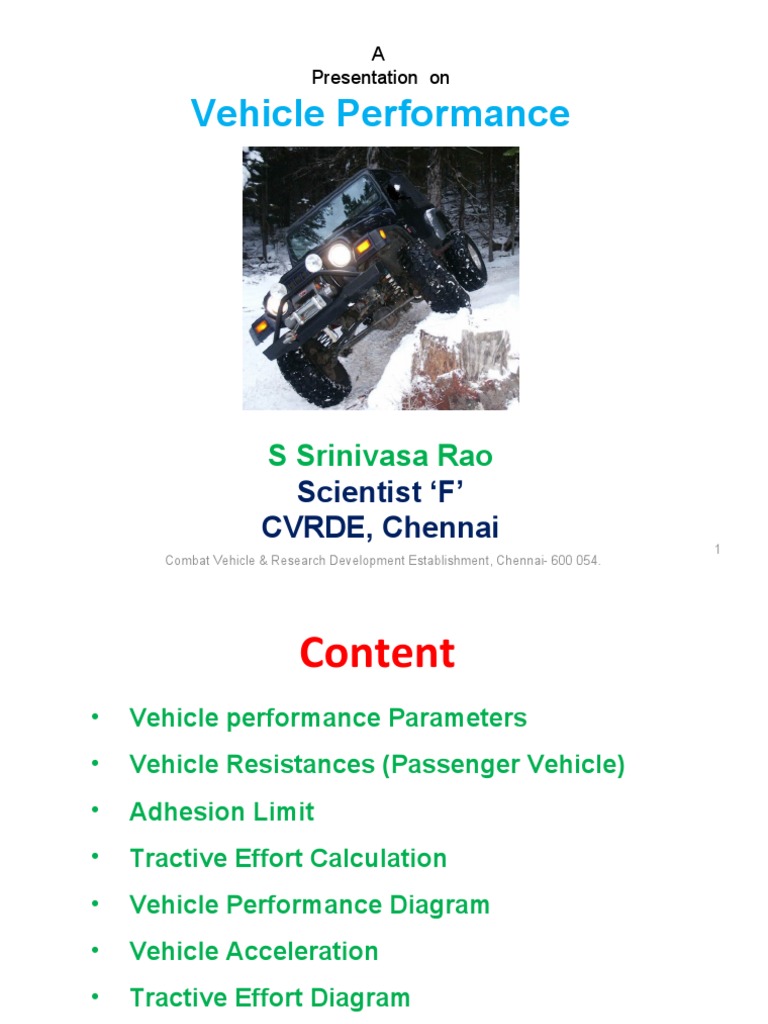 Vehicle Performance Parameters Overview | PDF | Friction | Vehicles