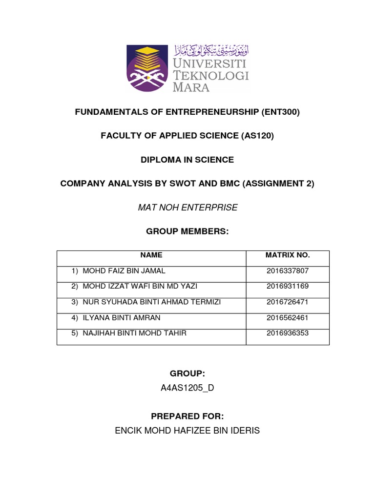 Ent Assignment 2 Syue 2 Docx Swot Analysis Entrepreneurship