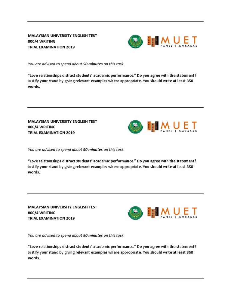 Malaysian University English Test Writing Exam | PDF