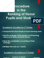Procedure in The Ranking of Honor Pupils and Students