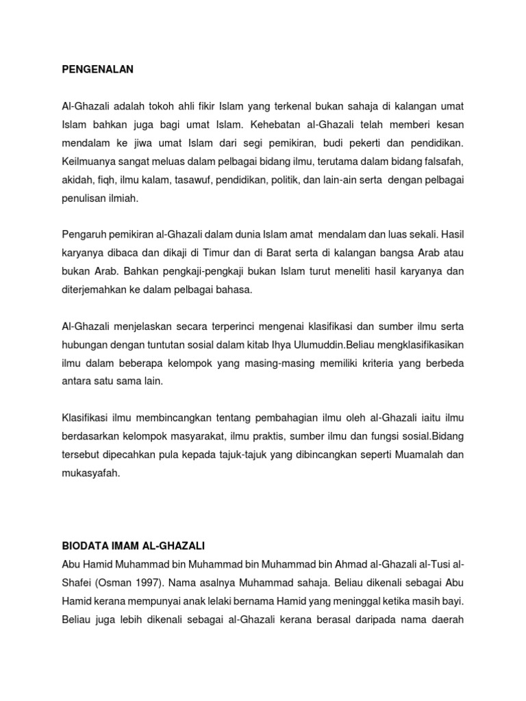 Pengenalan Al Ghazali Pdf