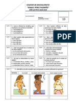 Colegio de Bachillerato Ismael Pérez Pazmiño examen de Estudios Sociales sobre la evolución humana