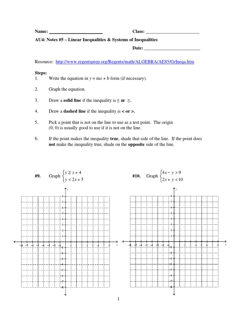 Linear Inequalities and Graphing Guide | PDF | Mathematical Concepts ...