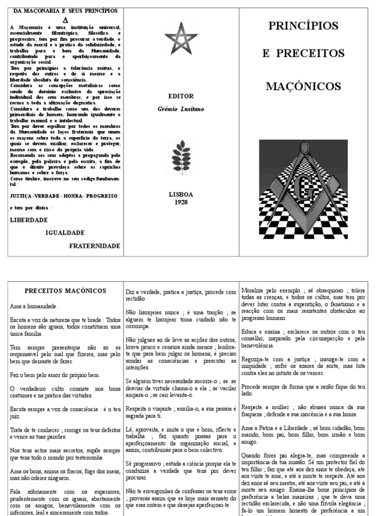 Princípios da Maçonaria e Moral | PDF | Maçonaria | Amor