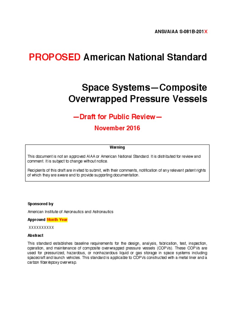 Ansi Aiaa S-081b Space Systems - Copv | PDF | Fracture Mechanics ...