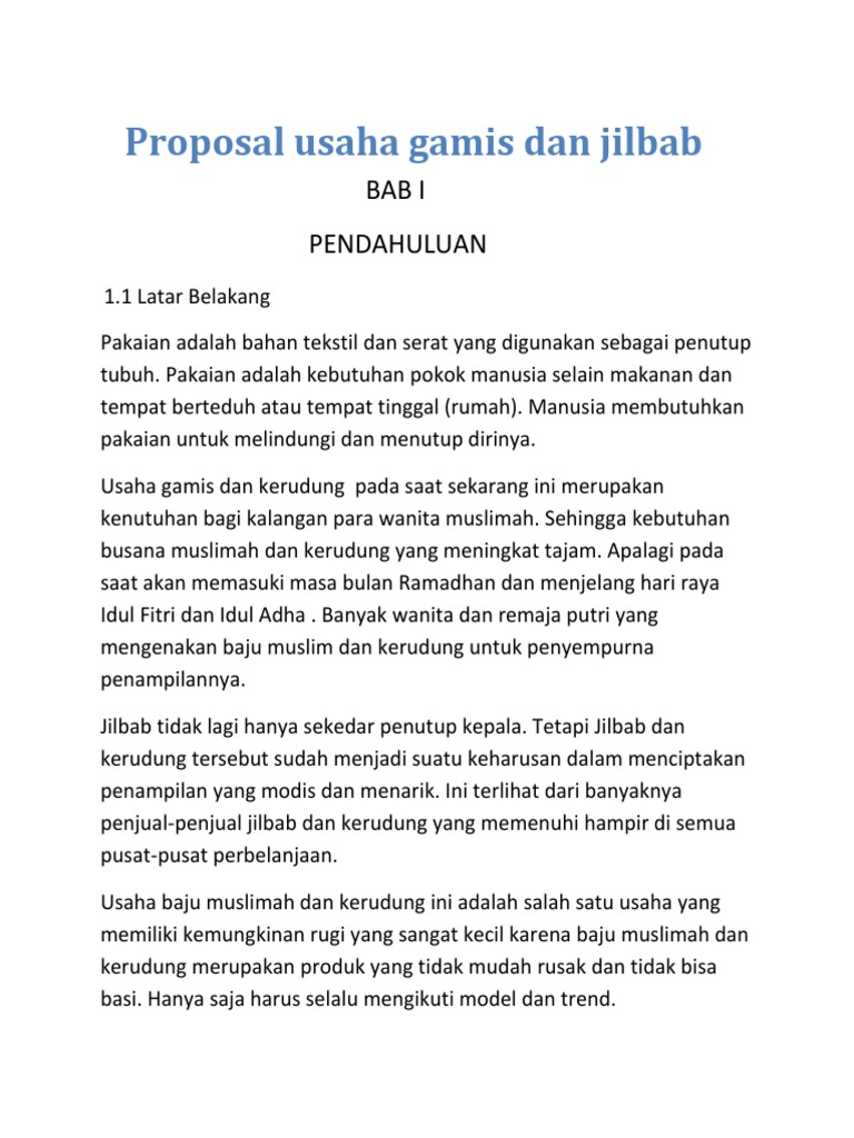 contoh proposal business plan kerudung