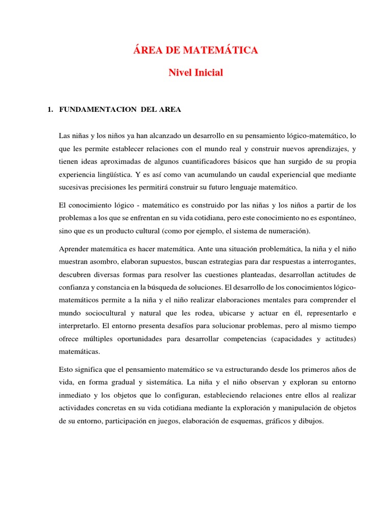 Matemáticas en el Nivel Inicial | PDF | Aprendizaje | Enseñanza de ...