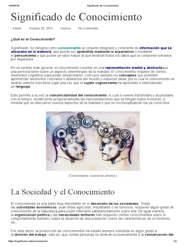 Significado de Conocimiento.pdf Conocimiento Hipótesis