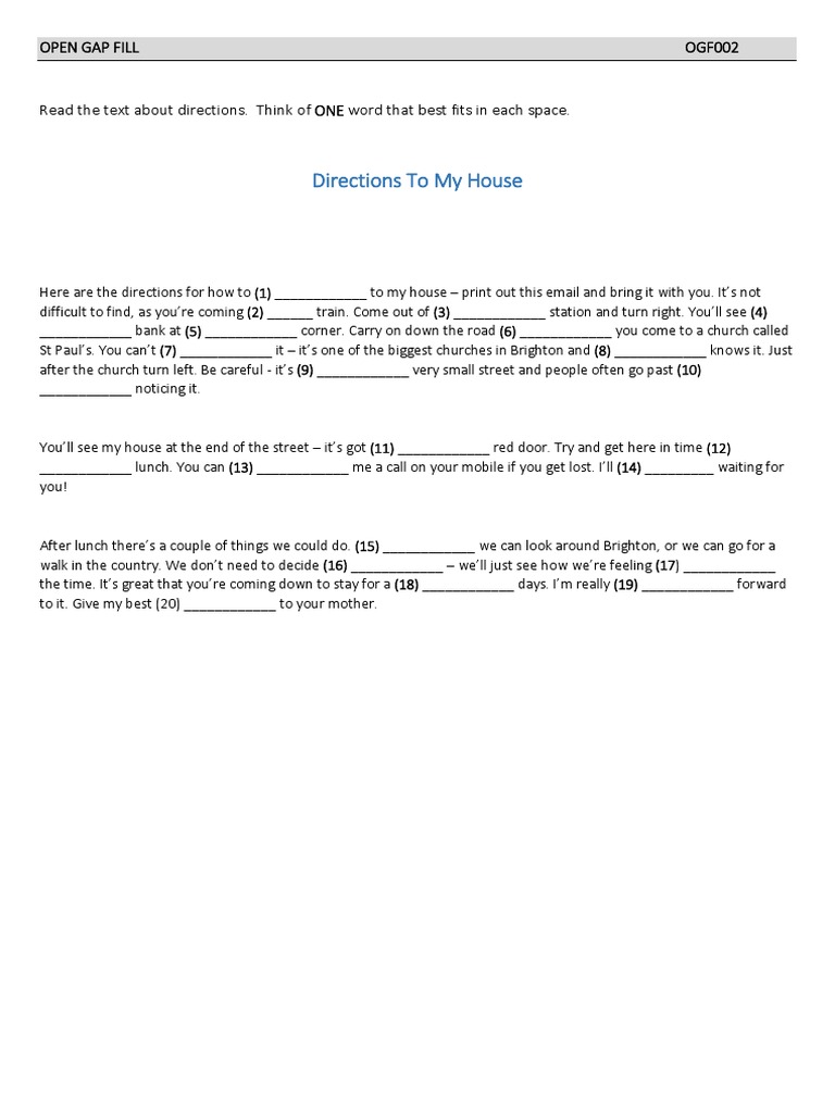 Directions To My House From Here Ogf002 Directions To My House Pdf | Pdf