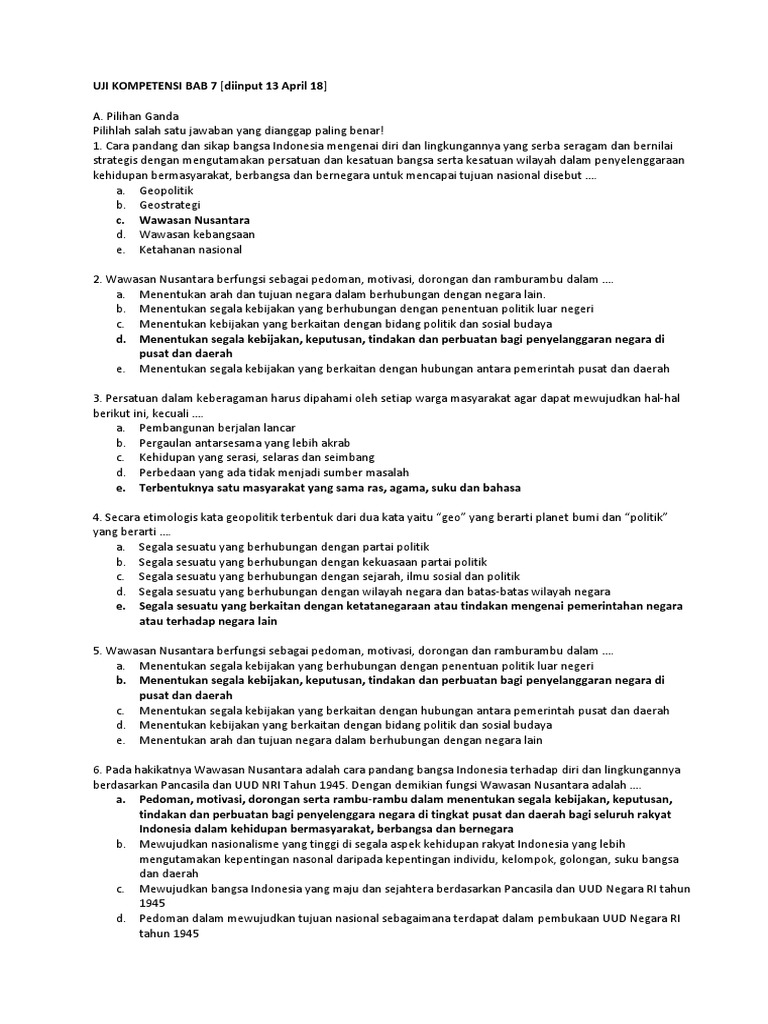 Uji Kompetensi Bab 7 Diinput 13 April 18 Docx