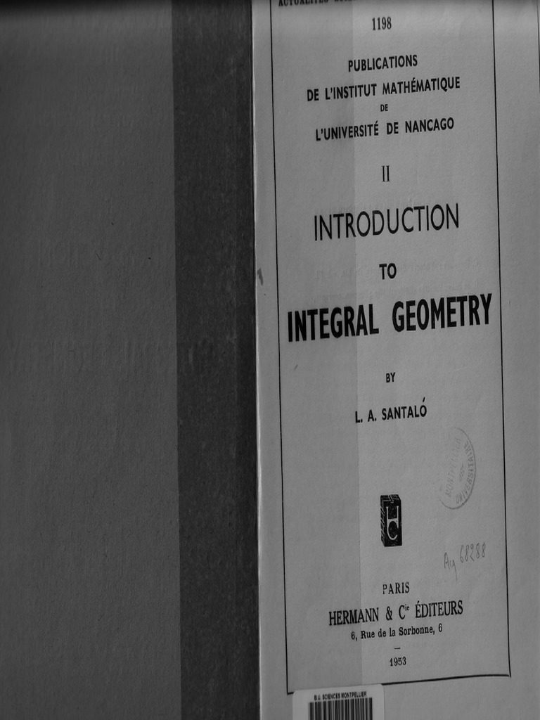 MAT Introduction To Integral Geometry (Santalo, 1953) PDF | PDF