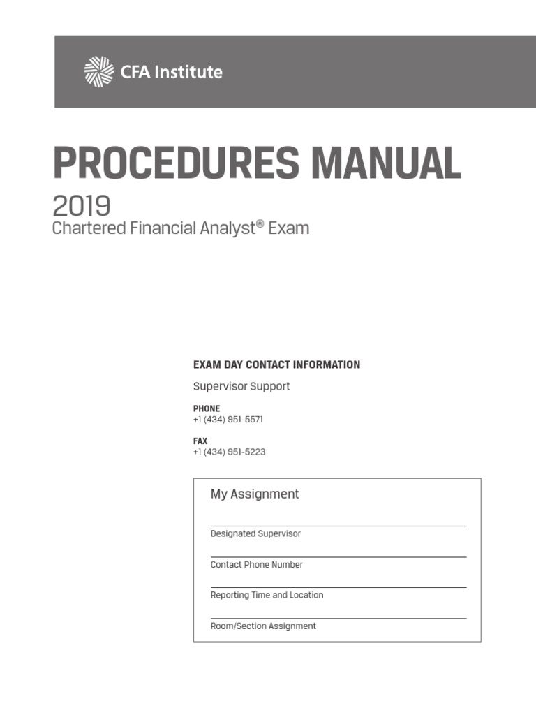 Procedures Manual: Chartered Financial Analyst Exam | PDF | Test ...