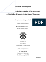 Regional Disparity in Agricultural Development:: Research Plan Proposal
