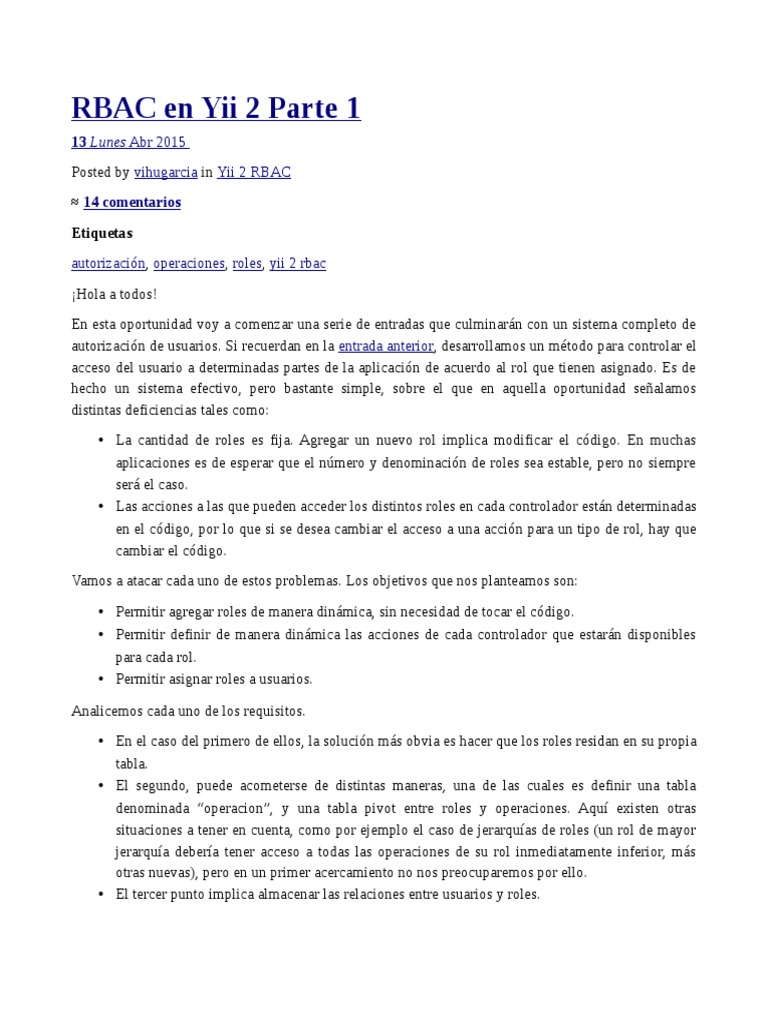 Rbac | PDF | Autenticación | Tabla (base de datos)