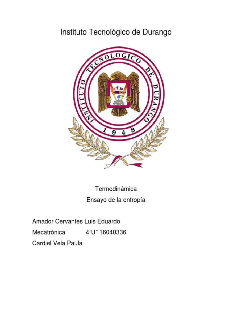 Instituto Tecnológico de Durango | PDF | Entropía | Termodinámica