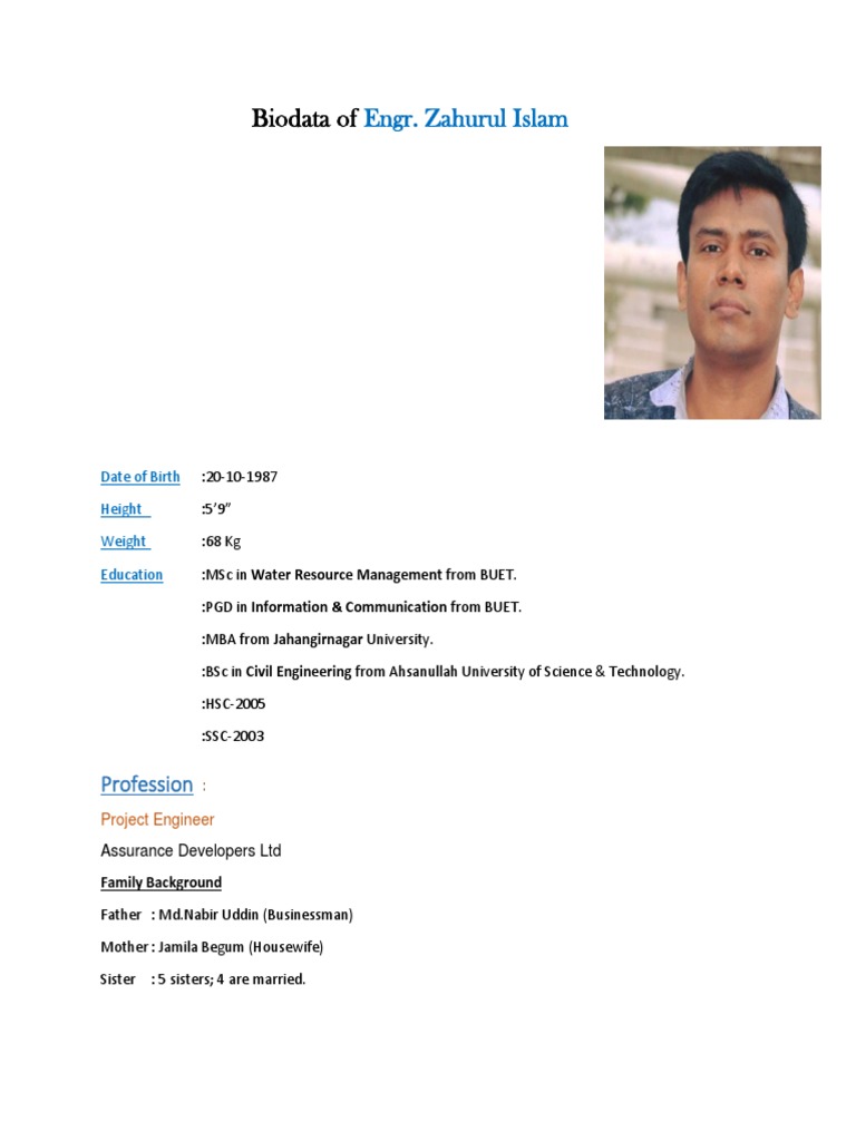 Aust-Civil Biodata | PDF