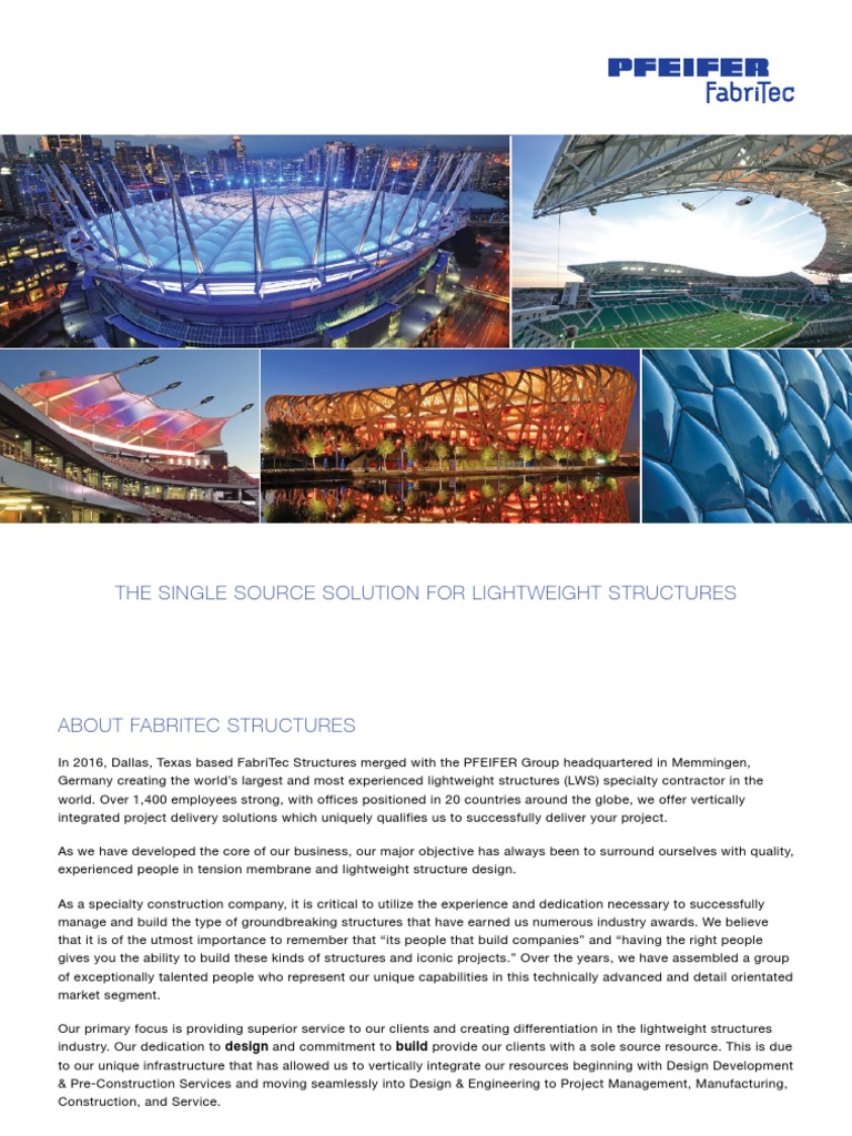 FabriTec Structures Brochure PDF Engineering Nature