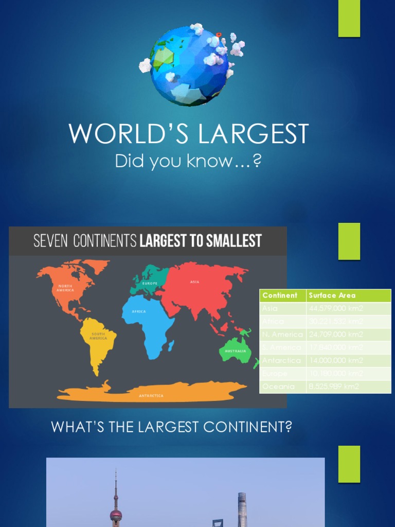 Largest Continents by Area and Population | PDF