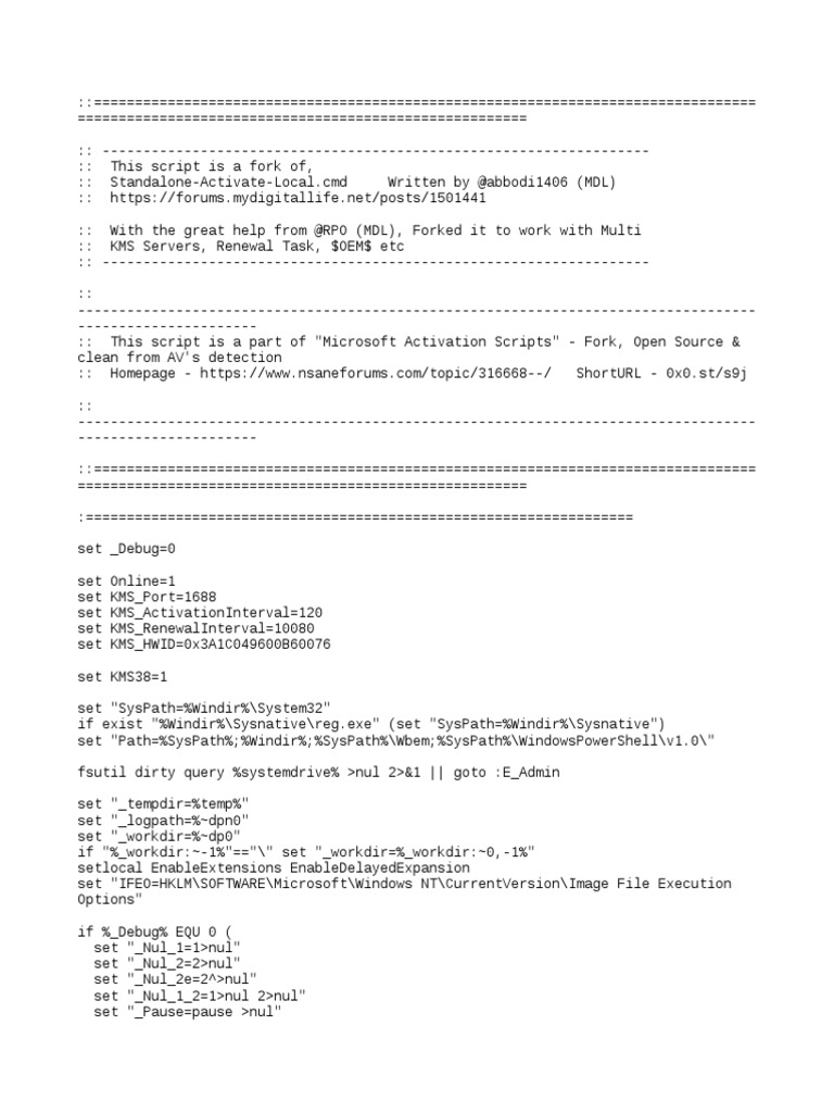 Online KMS Activation Script v6.0 | PDF | Windows Registry | Microsoft ...