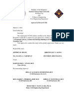 Approval of Research Title: CE 483 Instructor (4A & 4C)