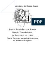 Aspectos Termodinámicos para Procesos Biológicos.