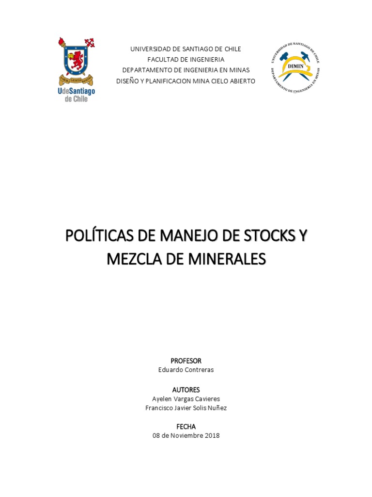 Políticas de Manejo de Stocks Mineros | PDF | Programación lineal | Minería