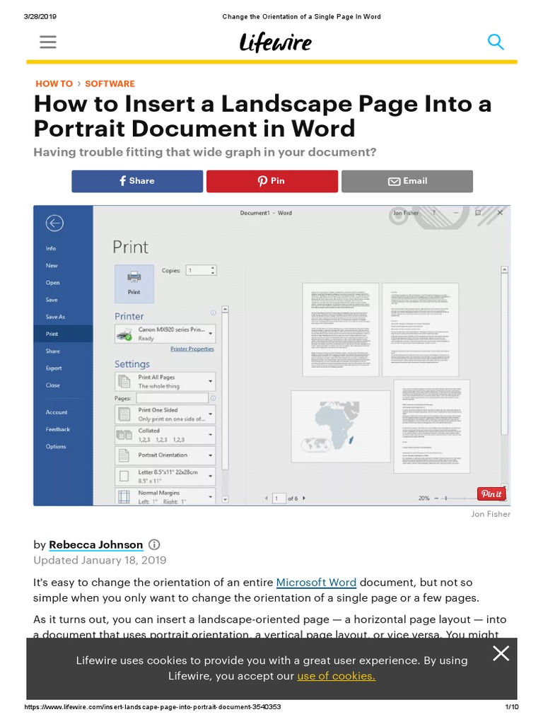change single page orientation in word document