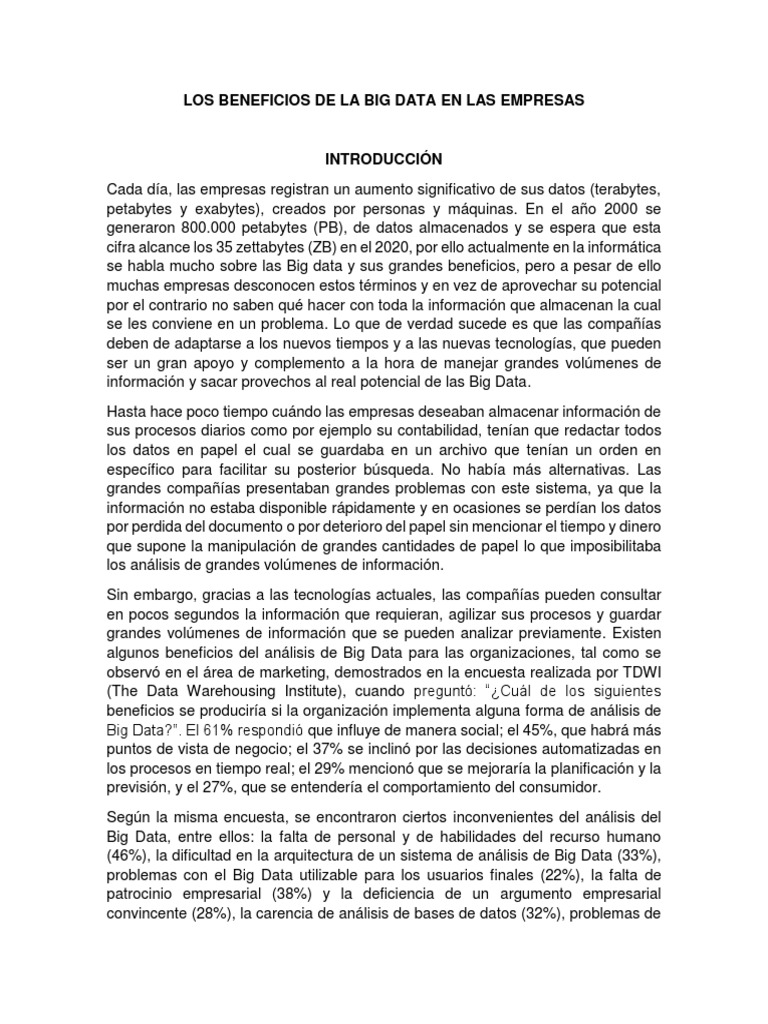 Beneficios de Big Data en Empresas | PDF | Big Data | Informática