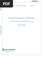 Returns To Investment in Education: Policy Research Working Paper 8402