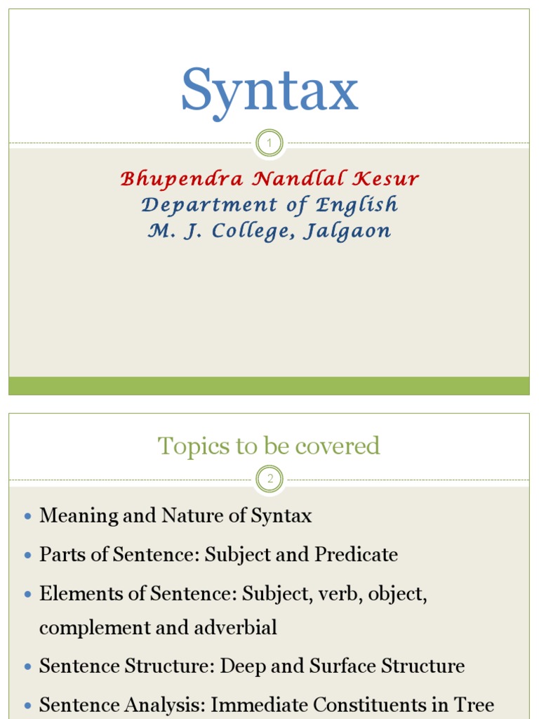 SYNTAX Trees PDF | PDF | Phrase | Subject (Grammar)