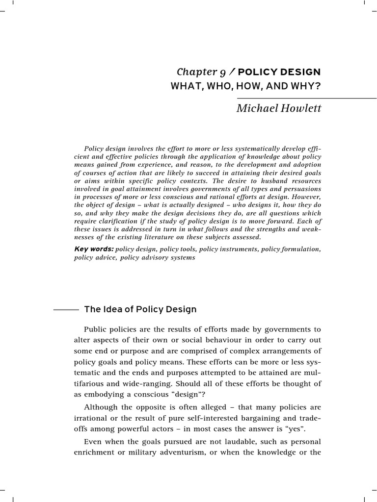 Chapter 9 /: Michael Howlett | PDF | Policy | Governance