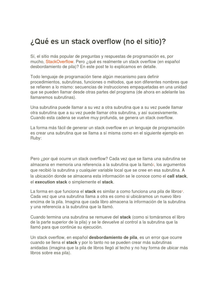 Qué es un stack overflow en programación | PDF | Lenguaje de marcado | HTML