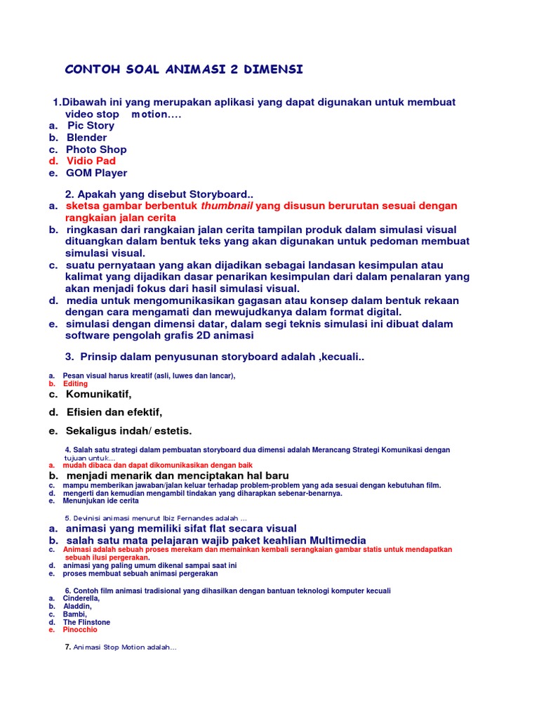 Contoh Soal Animasi 2 Dimensi | PDF | Game & Aktivitas