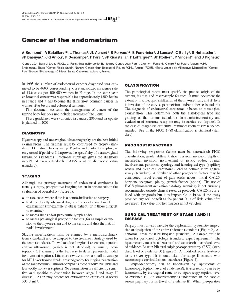 Cancer of The Endometrium PDF | PDF | Radiation Therapy | Ovarian Cancer