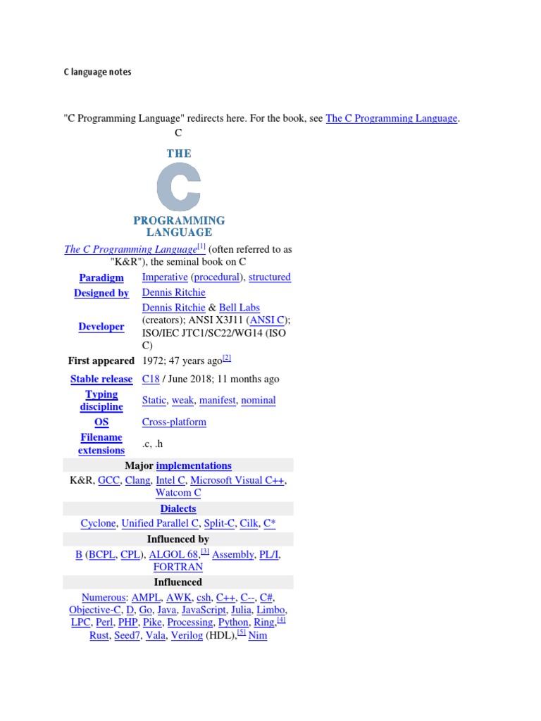 C Language Notes | PDF | C (Programming Language) | Compiler
