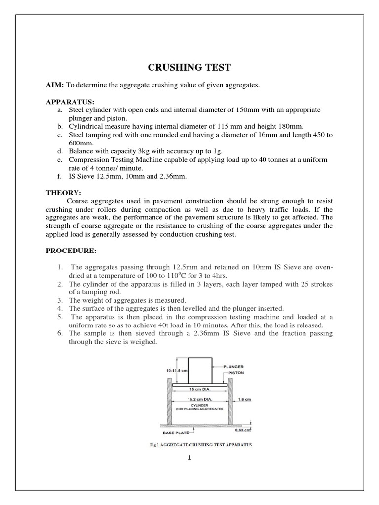 Aggregate Crushing and Impact Tests | PDF | Construction Aggregate ...