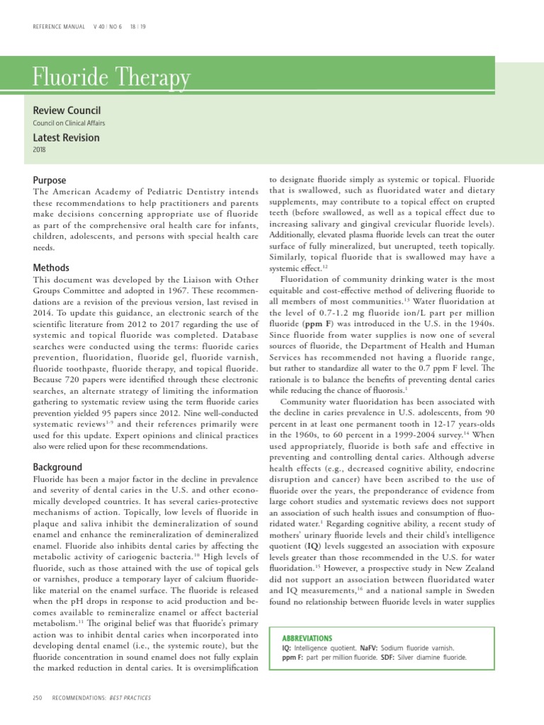 Terapia de Fluor AAPD PDF Fluoride Dentistry