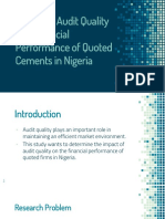 Impact of Audit Quality and Financial Performance of Quoted Cements in Nigeria