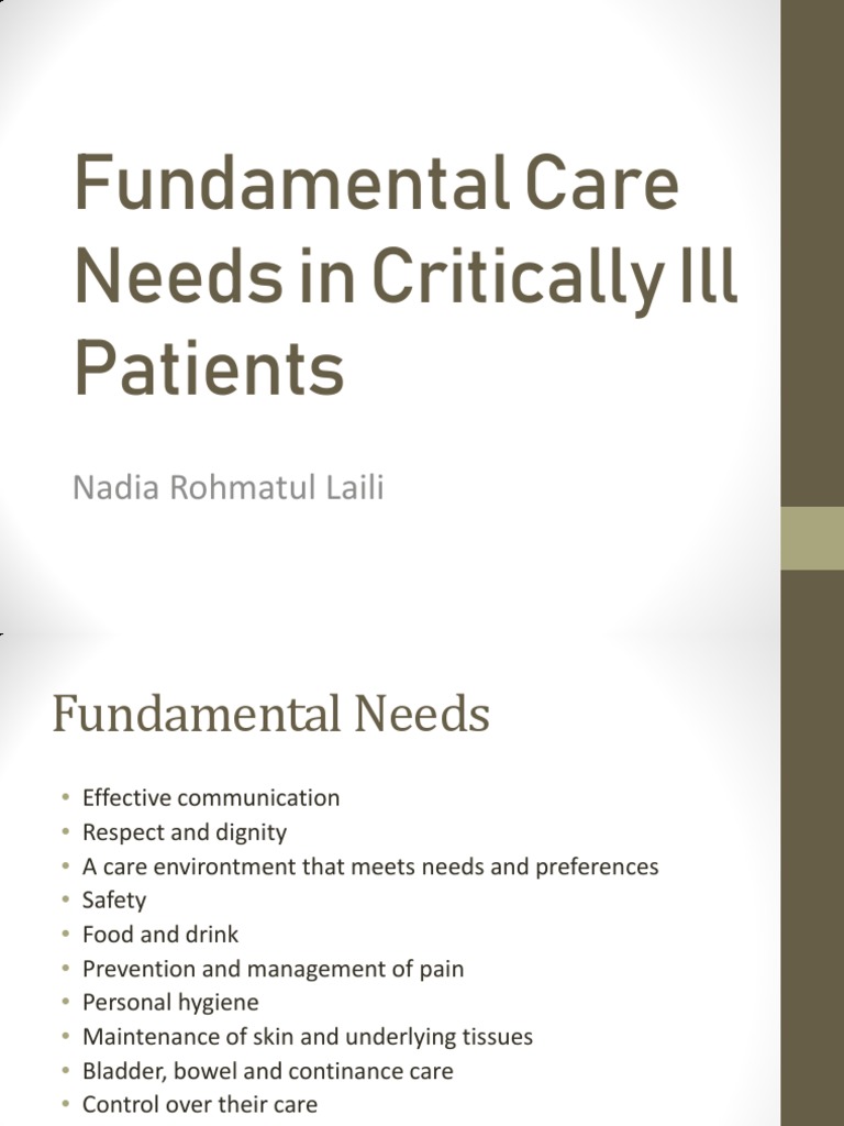 Fundamental Care Needs in ICU PDF Oral Hygiene Human Tooth