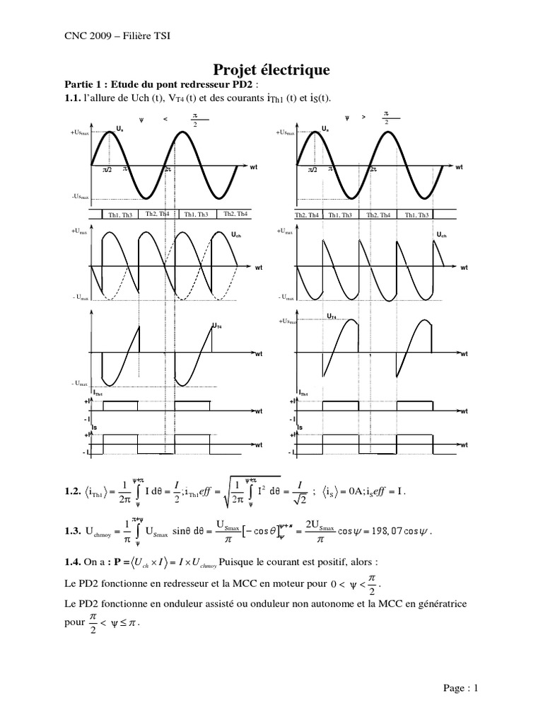 Étude du pont redresseur PD2 et MCC | PDF | Équipements électriques ...