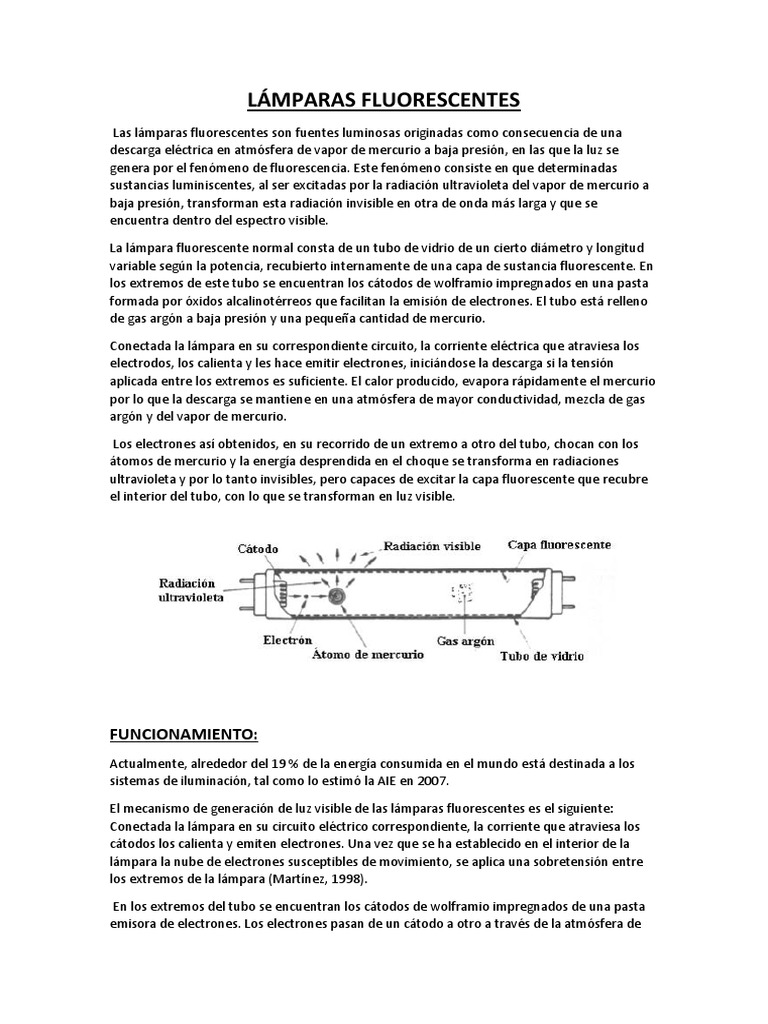 Lámparas Fluorescentes PDF Fluorescencia Lámpara fluorescente