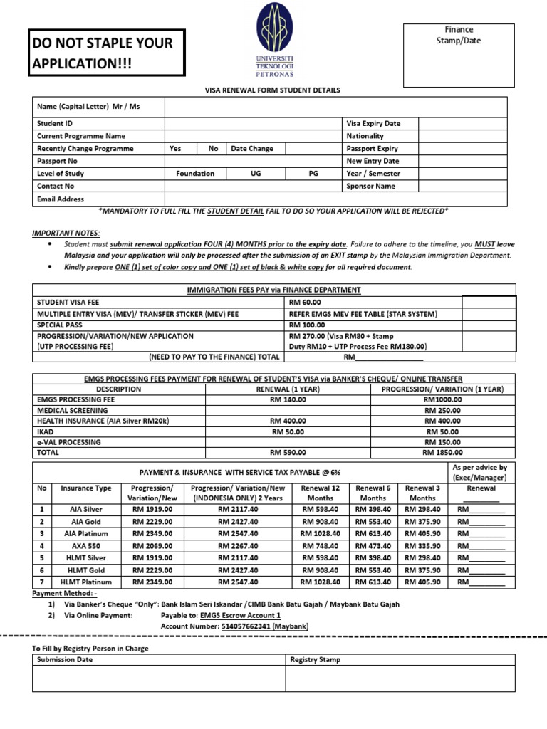Renewal Form PDF Travel Visa Passport