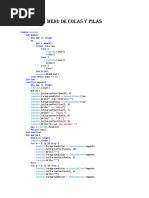 Menu de Colas Y Pilas: Sub Dim As Single Do Select Case Case