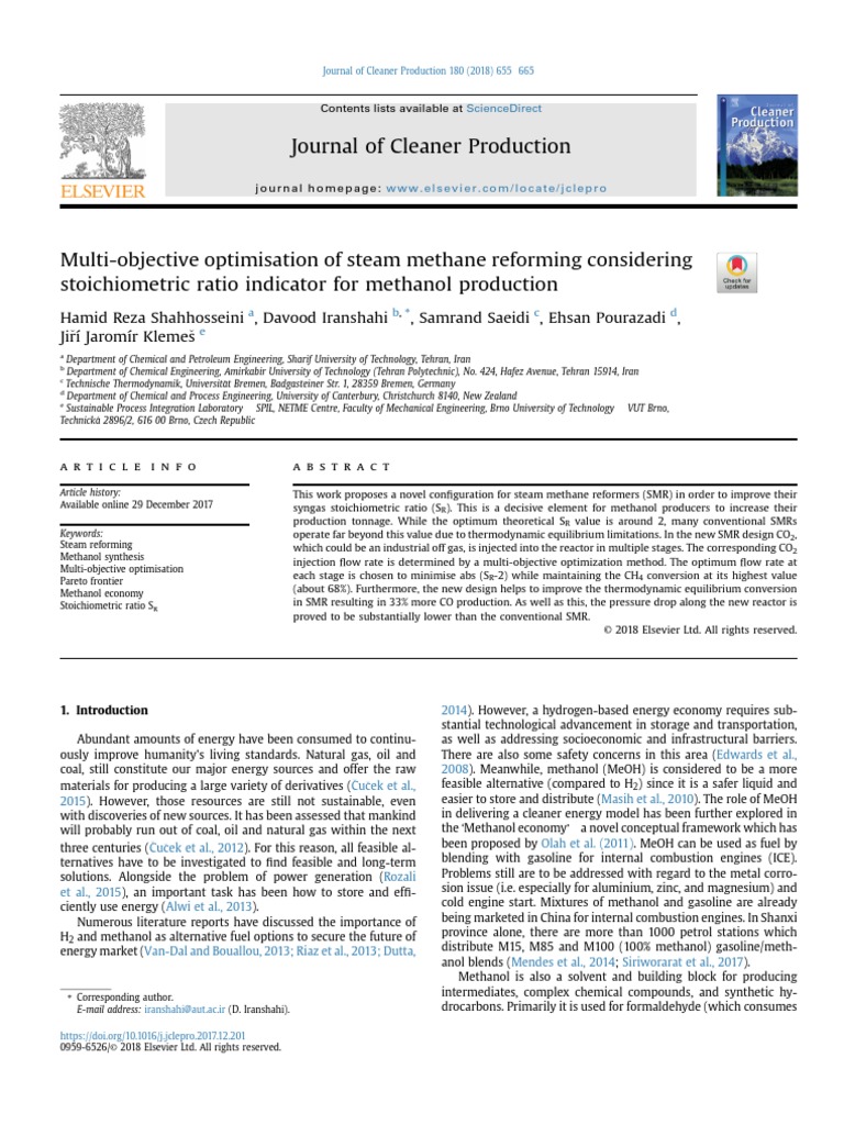 Journal of Cleaner Production | PDF | Mathematical Optimization | Methanol